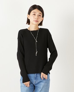 【ワイドリブラウンドネック2WAYカーディガン】