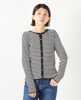 【ワイドリブラウンドネック2WAYカーディガン】