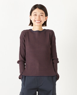 【ワイドリブラウンドネック2WAYカーディガン】