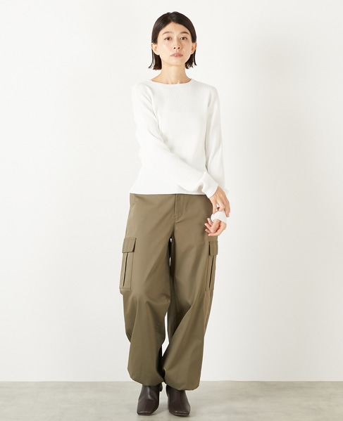 【ワイドリブラウンドネック2WAYカーディガン】 詳細画像 オフホワイト 2