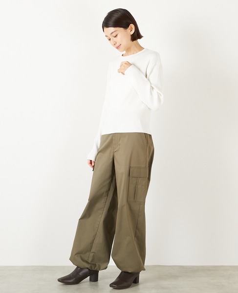 【ワイドリブラウンドネック2WAYカーディガン】 詳細画像 オフホワイト 3