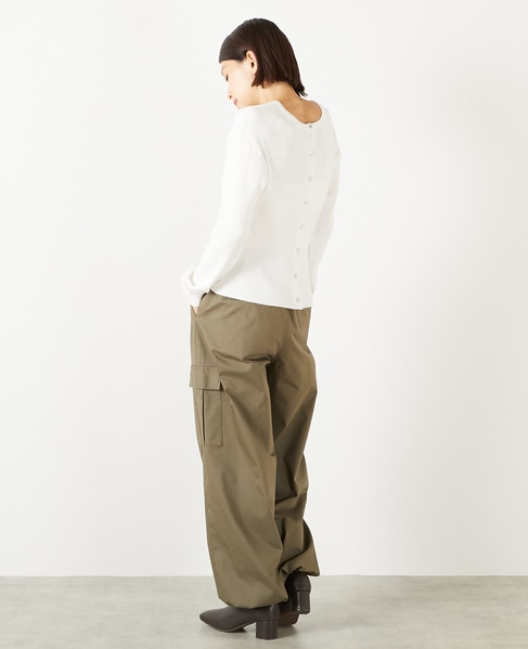 【ワイドリブラウンドネック2WAYカーディガン】 詳細画像 オフホワイト 5