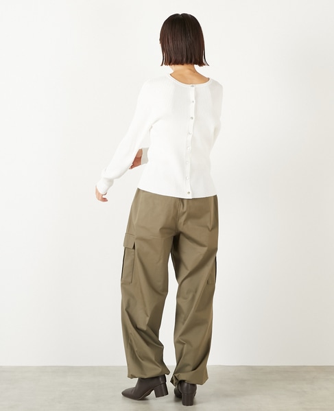 【ワイドリブラウンドネック2WAYカーディガン】 詳細画像 オフホワイト 6