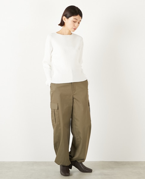 【ワイドリブラウンドネック2WAYカーディガン】 詳細画像 オフホワイト 8