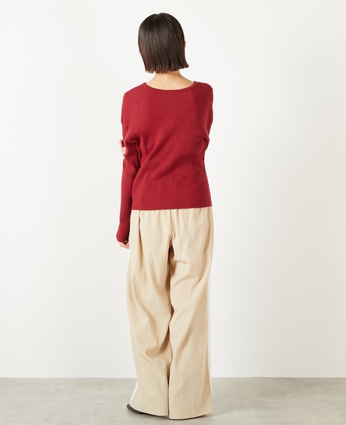 【ワイドリブラウンドネック2WAYカーディガン】 詳細画像 レッド 5