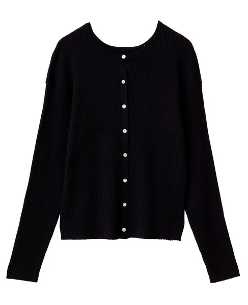 【ワイドリブラウンドネック2WAYカーディガン】 詳細画像 ブラック 10