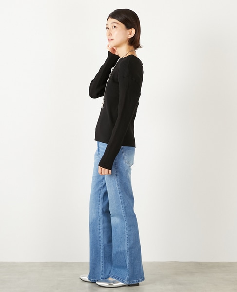 【ワイドリブラウンドネック2WAYカーディガン】 詳細画像 ブラック 3