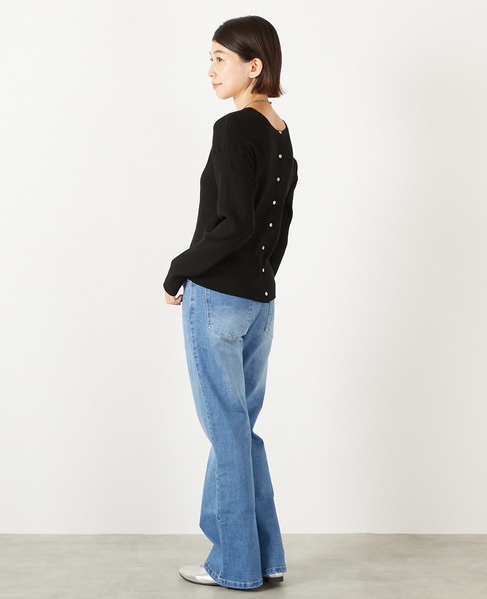 【ワイドリブラウンドネック2WAYカーディガン】 詳細画像 ブラック 4