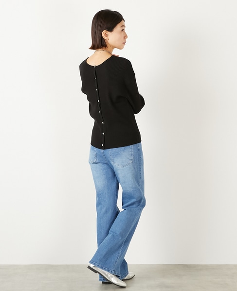 【ワイドリブラウンドネック2WAYカーディガン】 詳細画像 ブラック 7