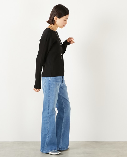 【ワイドリブラウンドネック2WAYカーディガン】 詳細画像 ブラック 8