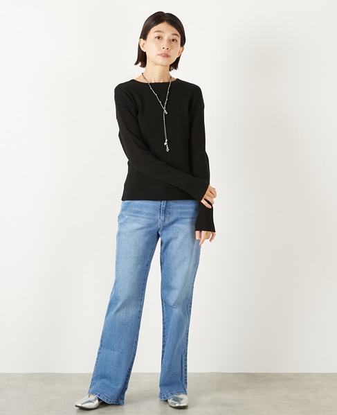 【ワイドリブラウンドネック2WAYカーディガン】 詳細画像 ブラック 9