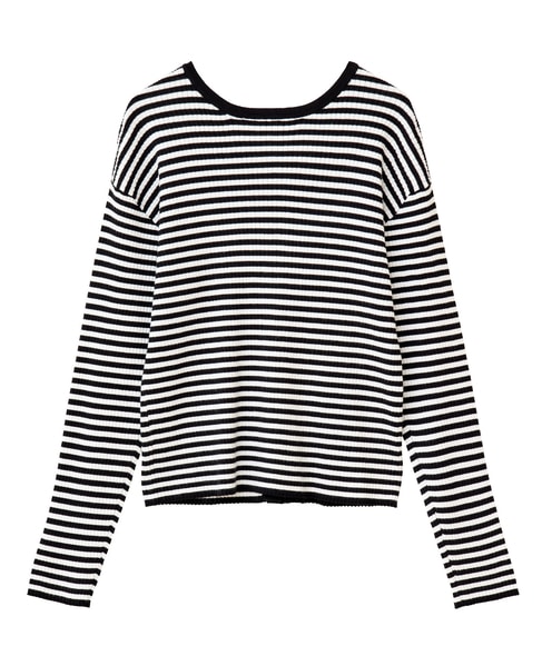 【ワイドリブラウンドネック2WAYカーディガン】 詳細画像 ホワイト×ブラック 11