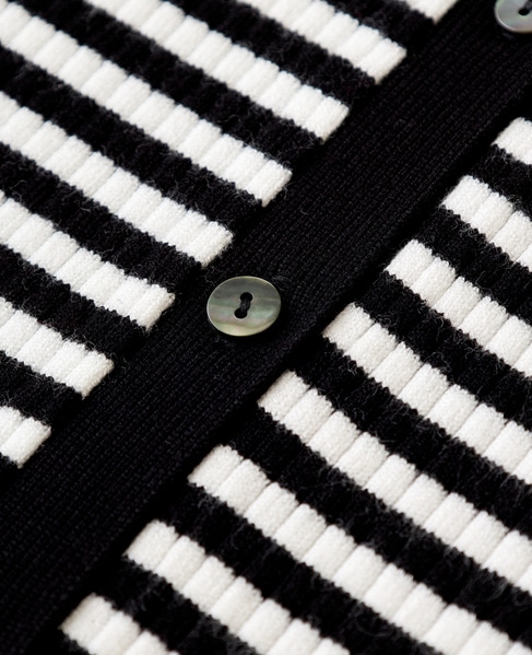 【ワイドリブラウンドネック2WAYカーディガン】 詳細画像 ホワイト×ブラック 13