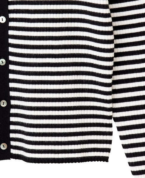 【ワイドリブラウンドネック2WAYカーディガン】 詳細画像 ホワイト×ブラック 15