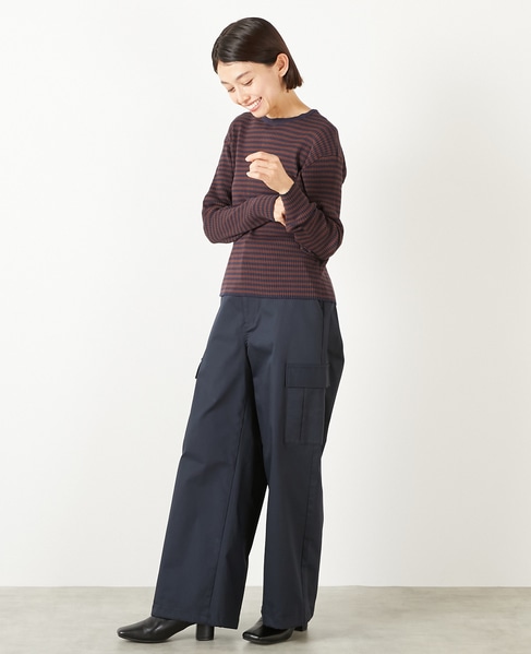 【ワイドリブラウンドネック2WAYカーディガン】 詳細画像 ブラウン系その他 3