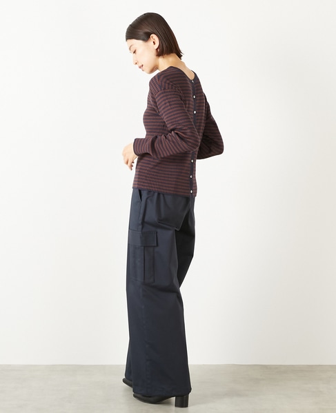 【ワイドリブラウンドネック2WAYカーディガン】 詳細画像 ブラウン系その他 4