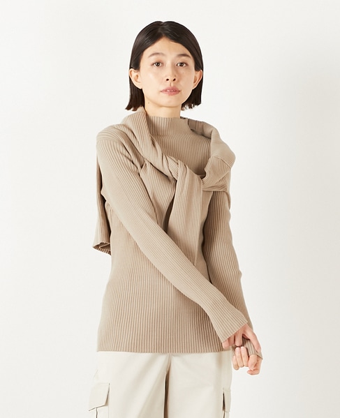 【ワイドリブボトルネックプルオーバー】 詳細画像 ベージュ 1