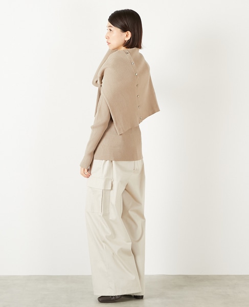 【ワイドリブボトルネックプルオーバー】 詳細画像 ベージュ 4