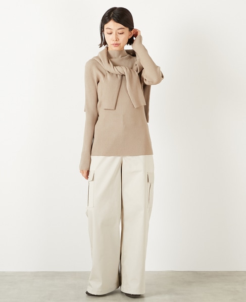 【ワイドリブボトルネックプルオーバー】 詳細画像 ベージュ 8