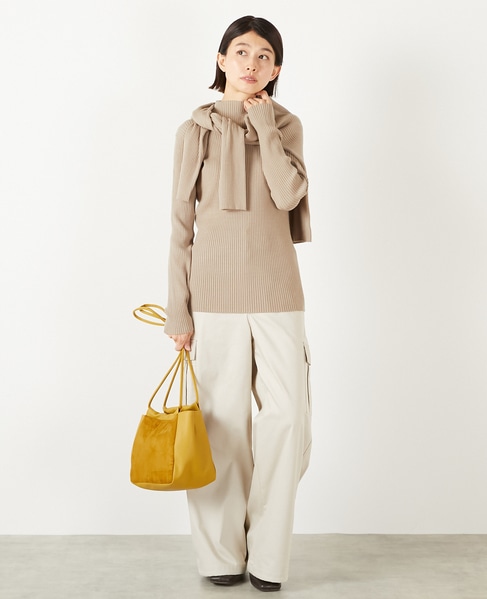【ワイドリブボトルネックプルオーバー】 詳細画像 ベージュ 9