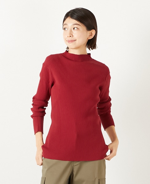 【ワイドリブボトルネックプルオーバー】 詳細画像 レッド 1