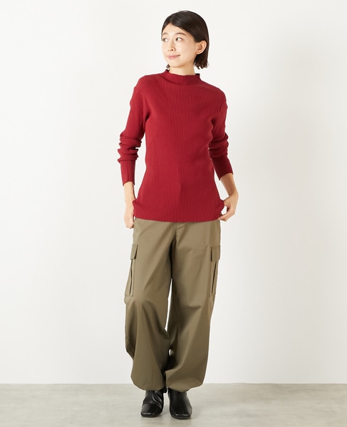 【ワイドリブボトルネックプルオーバー】 詳細画像 レッド 2