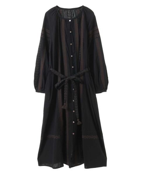 【LOURMARIN】コットンリネン刺しゅうワンピース 詳細画像 ブラック 3