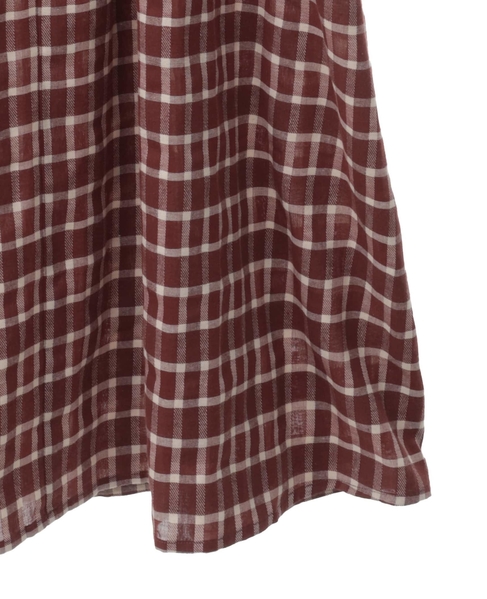 フリルギャザーチェックワンピース 詳細画像 ブラウン 11