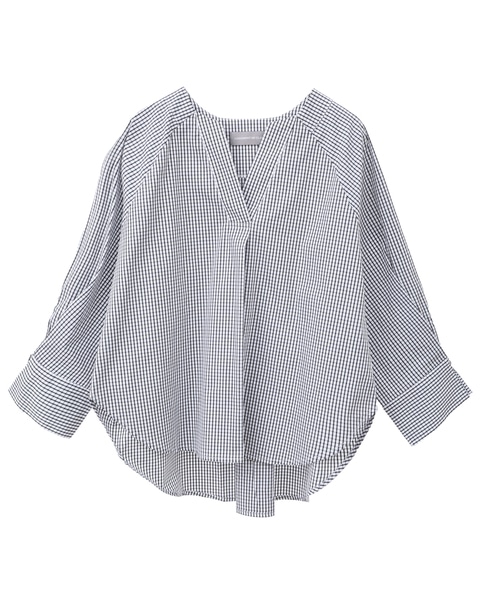 スキッパーブラウス 詳細画像 ホワイト×ブラック 1