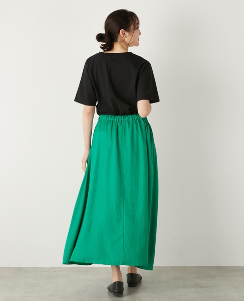 【LOURMARIN】カラーリネンフレアースカート 詳細画像 グリーン 4