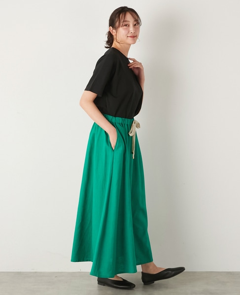 【LOURMARIN】カラーリネンフレアースカート 詳細画像 グリーン 5