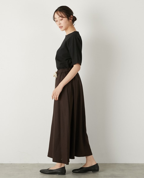【LOURMARIN】カラーリネンフレアースカート 詳細画像 ブラウン 3