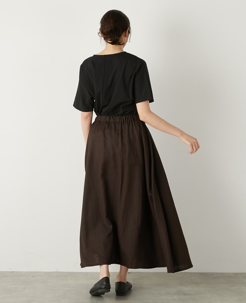【LOURMARIN】カラーリネンフレアースカート 詳細画像 ブラウン 4