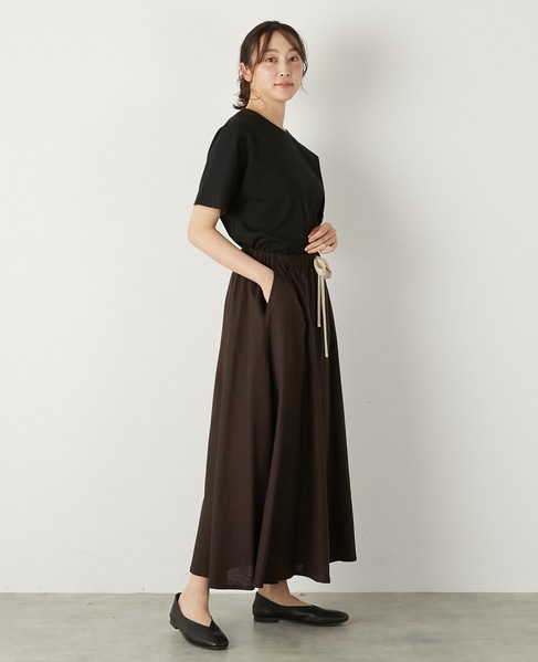 【LOURMARIN】カラーリネンフレアースカート 詳細画像 ブラウン 5