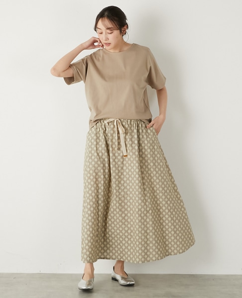 【LOURMARIN】カラーリネンフレアースカート 詳細画像 ベージュ 2