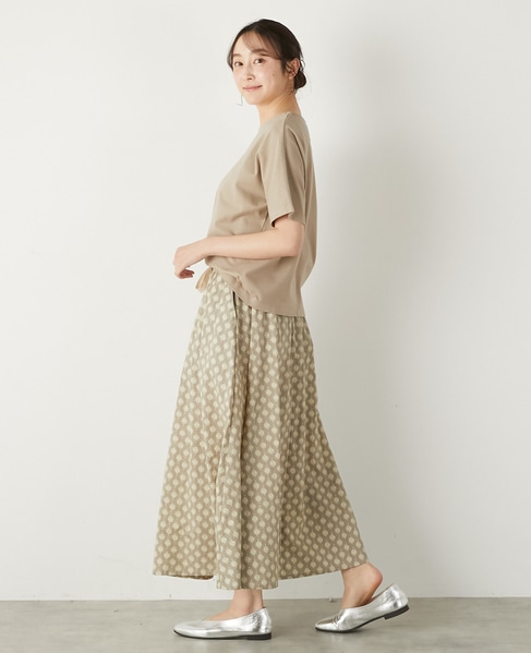 【LOURMARIN】カラーリネンフレアースカート 詳細画像 ベージュ 3