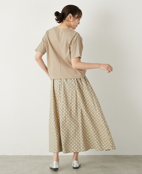 【LOURMARIN】カラーリネンフレアースカート 詳細画像 ベージュ 4
