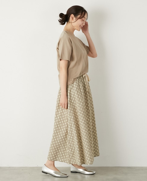 【LOURMARIN】カラーリネンフレアースカート 詳細画像 ベージュ 5