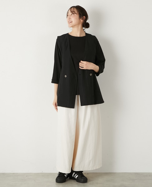 【LOURMARIN】リネンレーヨンジレ 詳細画像 ブラック 2
