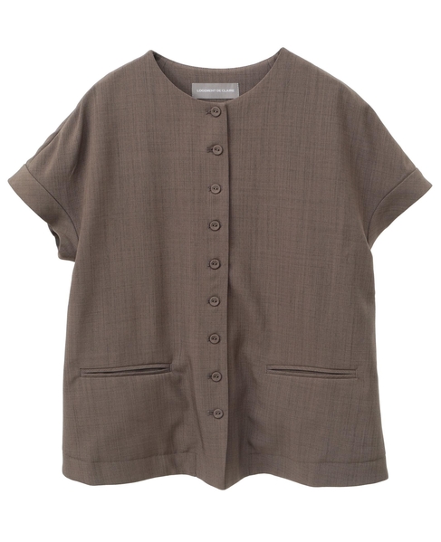 麻調ジレブラウス 詳細画像 ブラウン 2