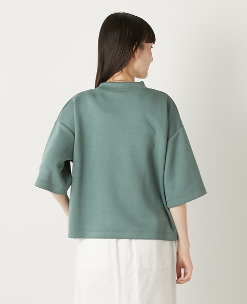 モックネック5分袖プルオーバー 詳細画像 カーキ 3