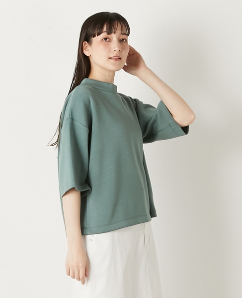 モックネック5分袖プルオーバー 詳細画像 カーキ 4