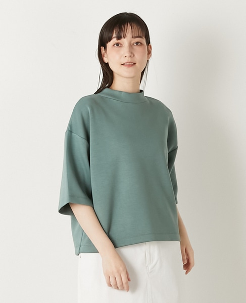 モックネック5分袖プルオーバー 詳細画像 カーキ 5