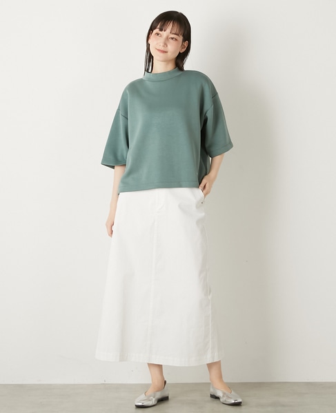 モックネック5分袖プルオーバー 詳細画像 カーキ 6