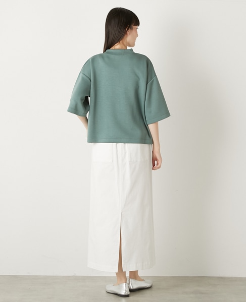 モックネック5分袖プルオーバー 詳細画像 カーキ 7