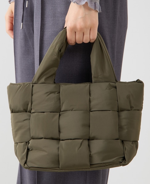 【編み込みパフィトート】 詳細画像 カーキ 2