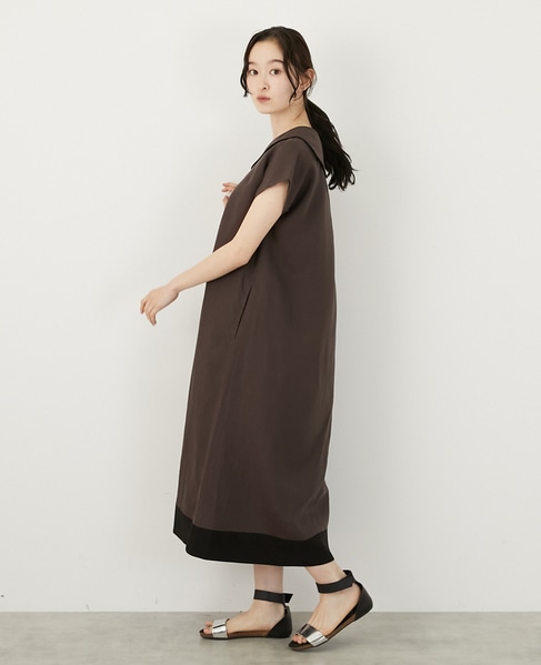 【LOURMARIN】バイカラーセーラーワンピース 詳細画像 スミクロ 3