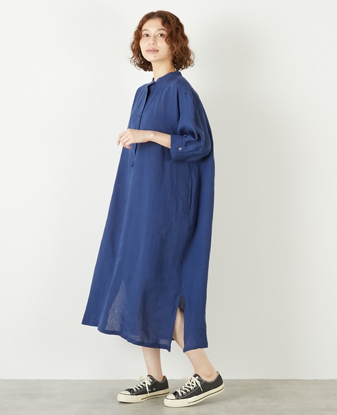 【LOURMARIN】パフスリーブリネンワンピース 詳細画像 ブルー 3