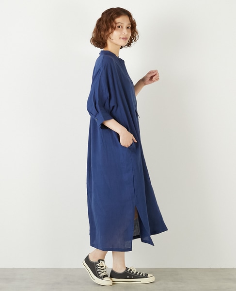 【LOURMARIN】パフスリーブリネンワンピース 詳細画像 ブルー 5