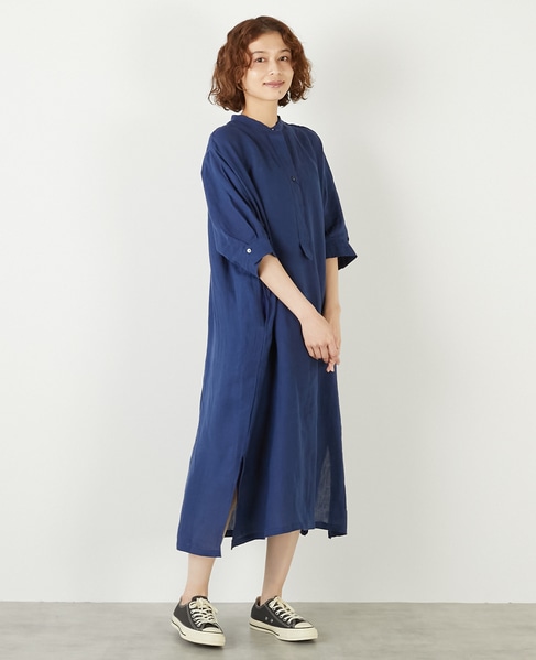 【LOURMARIN】パフスリーブリネンワンピース 詳細画像 ブルー 6